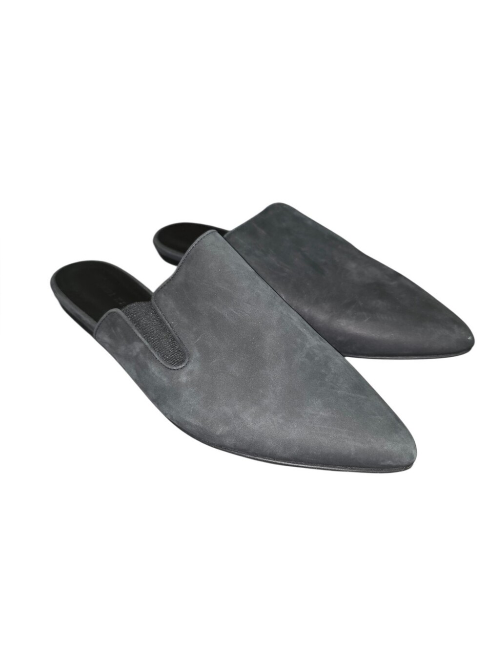 JENNY KAYNE Black Oiled‎ Leather  Suede Leather Mule Made in Italy - Size 39 US9